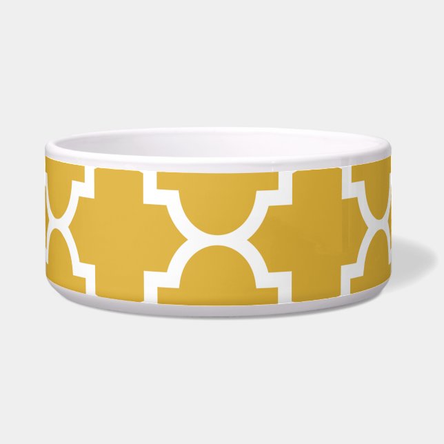 Gold White Quatrefoil Moroccan Pattern (Front)