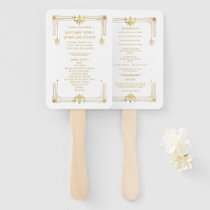 Gold White Roaring 20s Art Deco Hand Fan