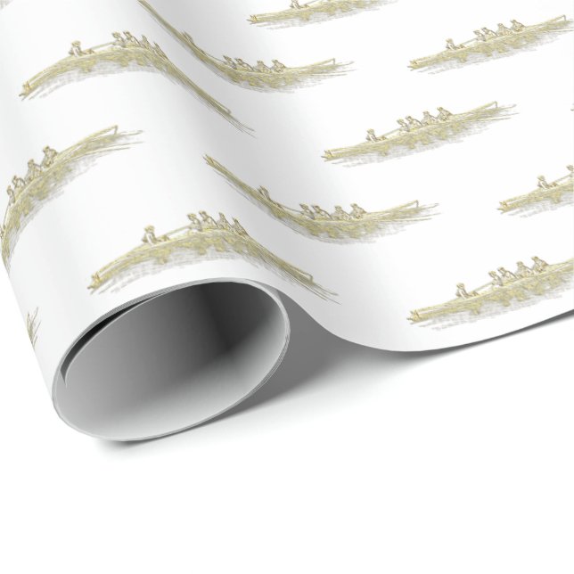 Gold White Rowing Rowers Crew Team Water Sports Wrapping Paper (Roll Corner)