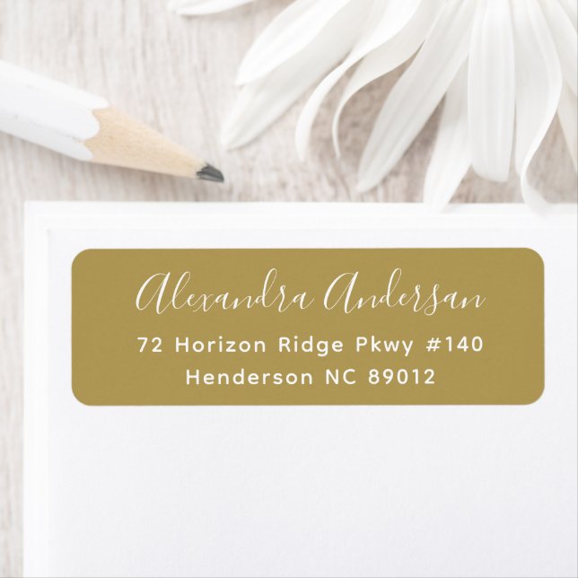 Gold White Script Name Return Address (Insitu)