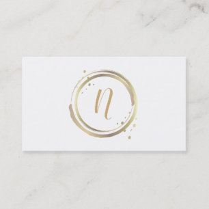 Gold & White Shiny Glam Modern Minimal Wedding Business Card