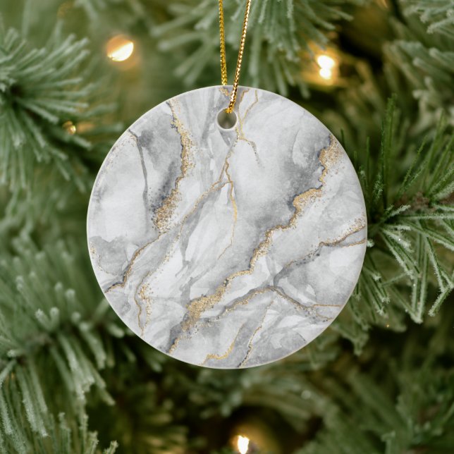 Gold White Silver Marble Pretty Ceramic Tree Decoration (Tree)
