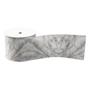 Gold White Silver Marble Pretty Grosgrain Ribbon