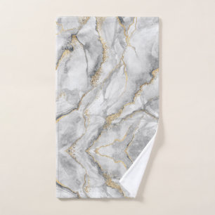 Gold White Silver Marble Pretty Hand Towel