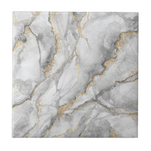 Gold White Silver Marble Pretty Tile
