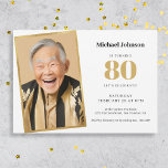 Gold White Simple Custom Photo 80th Birthday Party Invitation<br><div class="desc">Gold White Simple Custom Photo 80th Birthday Party Invitation. Celebrate a milestone in style with our invitation design that seamlessly blends simplicity and sophistication. The timeless combination of white and gold sets the tone for an elegant affair, ensuring your milestone birthday is a truly classy event. The design features a...</div>