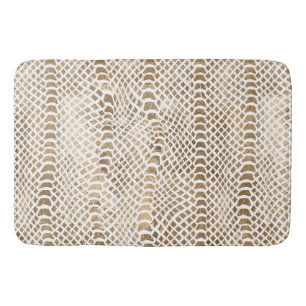 Gold White Snake Print Bath Mat