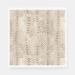 Gold White Snake Print Napkin
