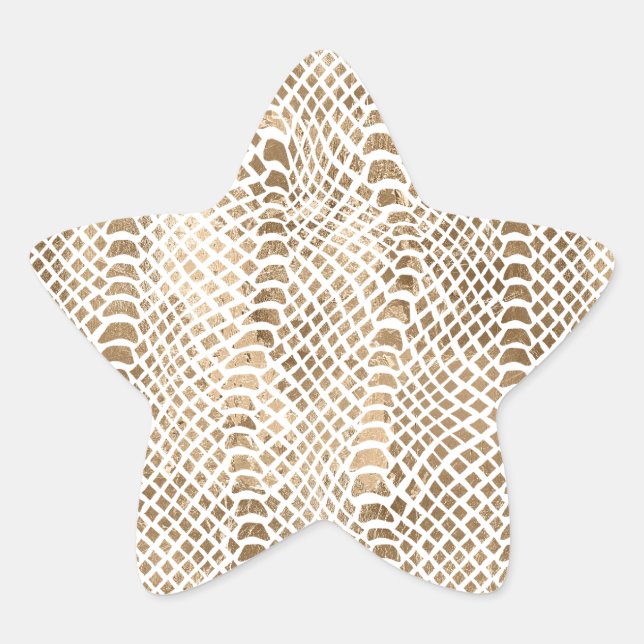 Gold White Snake Print Star Sticker (Front)