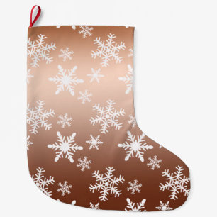 Gold White Snowflakes Christmas Large Christmas Stocking