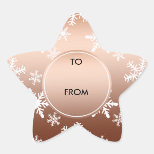 Gold White Snowflakes Christmas Star Sticker
