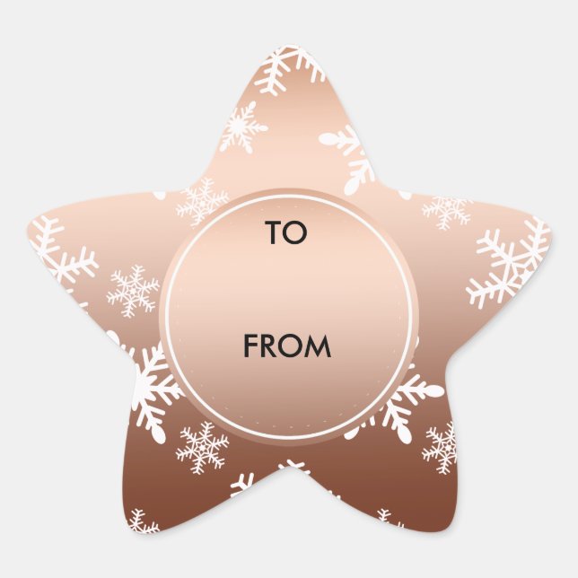 Gold White Snowflakes Christmas Star Sticker (Front)