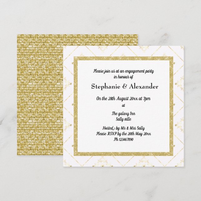 GOLD WHITE SPARKLE ELEGANT INVITATION (Front/Back)