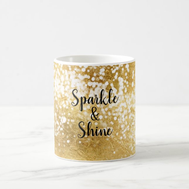 Gold White Sparkle Shine Coffee Mug (Center)