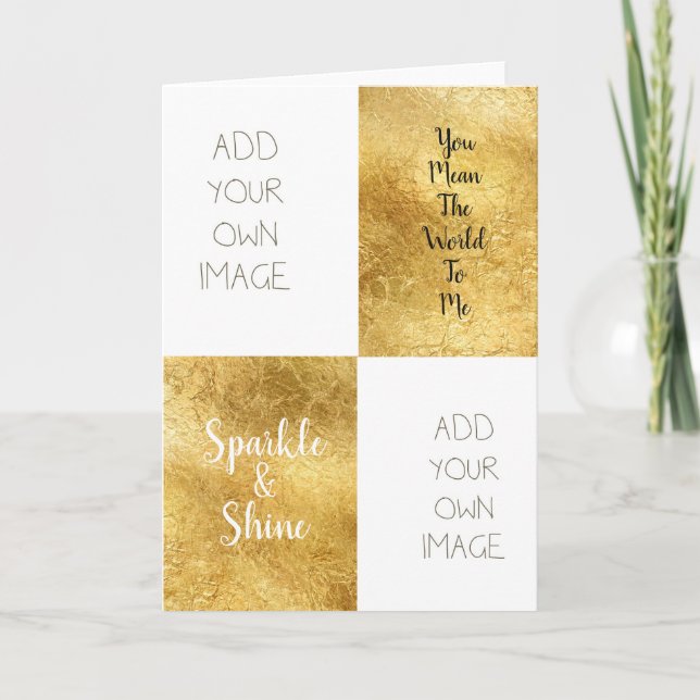 Gold White Sparkle Shine Create Your Own Holiday Card (Front)