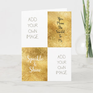 Gold White Sparkle Shine Create Your Own Holiday Card