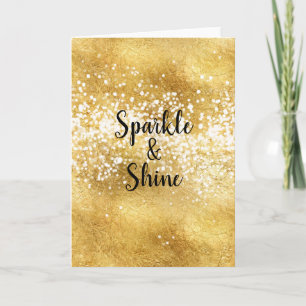 Gold White Sparkle Shine Holiday Card