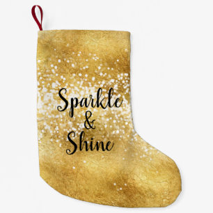 Gold White Sparkle Shine Small Christmas Stocking