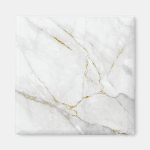 Gold white square marble  magnet