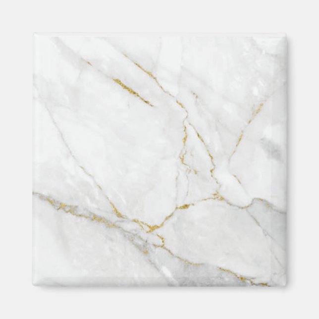 Gold white square marble  magnet (Front)