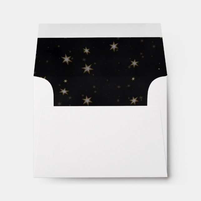 Gold White Stars Black BG A2 5.6" x 4 1/8" Envelopes (Back (Bottom))