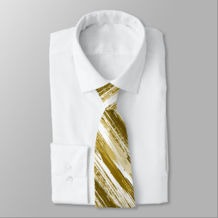 Gold White Streak Modern Abstract Neck Tie