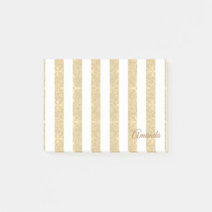 Gold & White Stripes Elegant Post-it Notes
