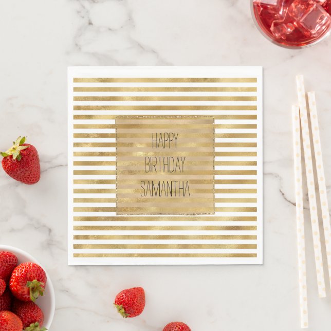 Gold White Stripes Napkin (Insitu)