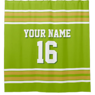Gold White Stripes Sports Jersey Shower Curtain