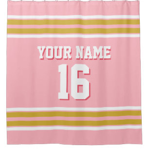 Gold White Stripes Sports Jersey Shower Curtain