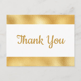 Gold & White Thank You Elegant Wedding Party Glam Postcard