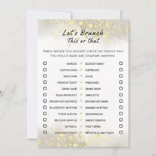 Gold White This Or That Brunch Party Game Invitation