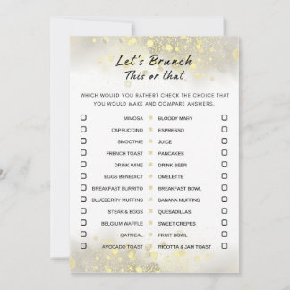 Gold White This Or That Brunch Party Game Invitation