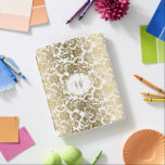 Gold & white vintage damasks iPad cover<br><div class="desc">Elegant gold and white vintage floral damasks with gold and white frame and customisable monogram.</div>