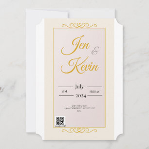 Gold white Wedding Invitation with sunflower BG