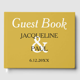Gold White Wedding Monogram Guest Book