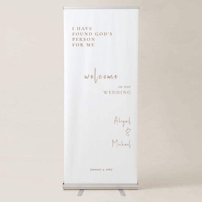Gold & White Wedding Retractable Banner (Front)