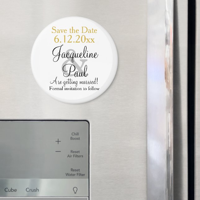 Gold White Wedding Save the Date Magnet (In Situ (Fridge))
