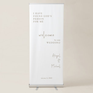 Gold & White Wedding Simple Retractable Banner