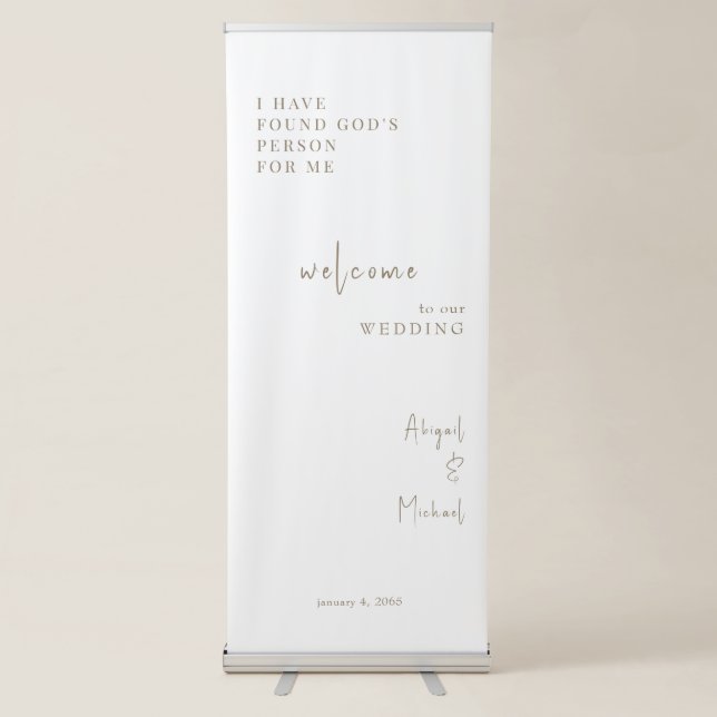 Gold & White Wedding Simple Retractable Banner (Front)