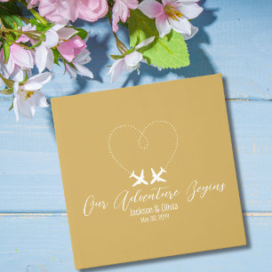 Gold & White Wedding, Two Airplanes form a Heart Guest Book