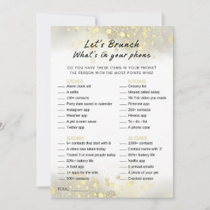 Gold White What's In Your Phone Brunch Party Game Invitation