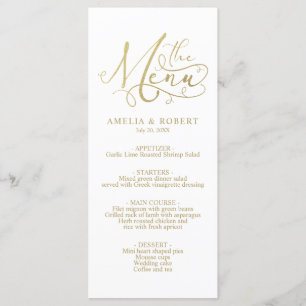 Gold White Whimsical Elegant Calligraphy Menu