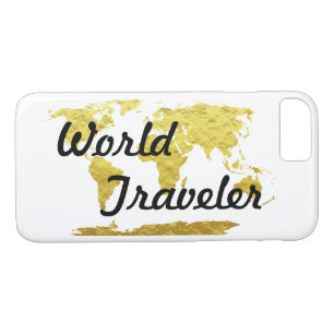 Gold & White World Map World Traveller iPhone 8/7 Case
