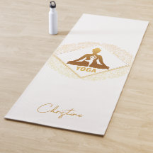 Gold-White Yoga Pose with Custom Name