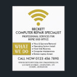 Gold Wi-Fi Logo, Computer Repair Specialist Advert Flyer<br><div class="desc">Gold Wi-Fi Logo,  Computer Repair Specialist Advertising Flyers By The Business Card Store.</div>