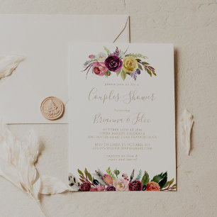 Gold Wild Feather Boho Tropical Couples Shower  Invitation