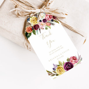 Gold Wild Feather Boho Tropical Wedding Thank You Gift Tags