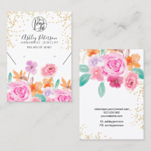 Gold wild floral logo jewellery earring necklace business card