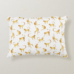 Gold Wild Monkey Tropical Jungle Decorative Cushion